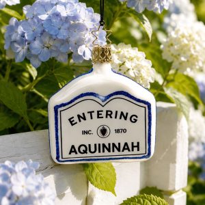 Aquinnah handblown glass Christmas ornament, Mariner & Gold Vineyard Collection
