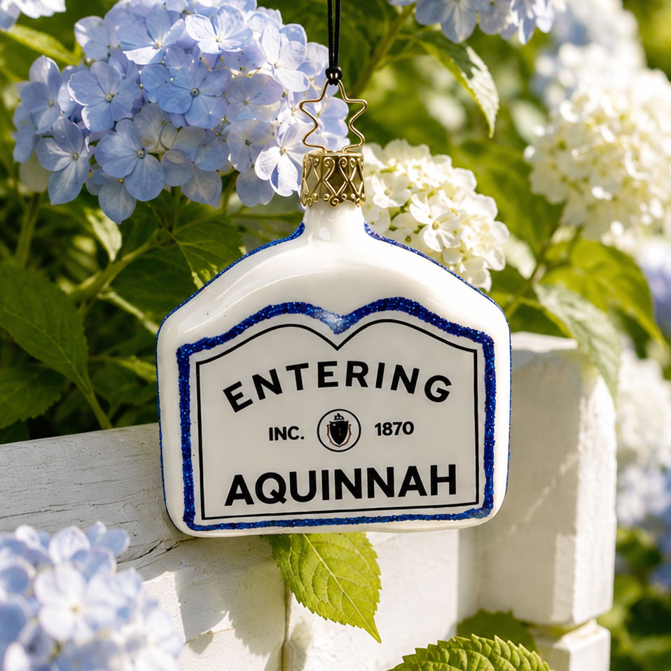 Aquinnah handblown glass Christmas ornament, Mariner & Gold Vineyard Collection